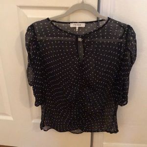 FRAME size M polka dot sheer blouse
